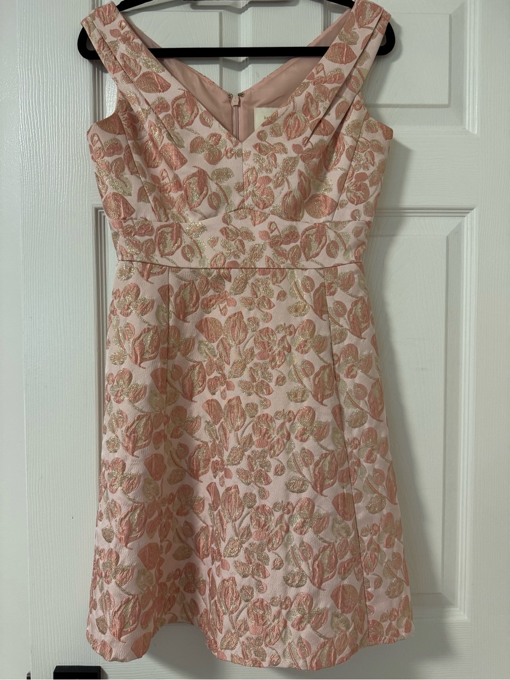 Kate Spade New York Metallic Floral Jacquard Fit & Flare Dress – Size 2